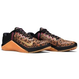 Nike | Metcon 6 Cheetah Print Training Shoes Sneakers Black Pink Brown 12